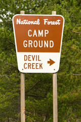 National Forest Sign Devil Creek Campground