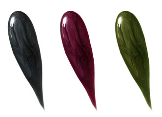 Liquid color samples on white - dark tones