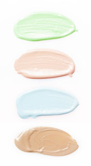 Smeared color samples on white