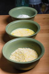 Ingredients for cornmeal dredge for frying