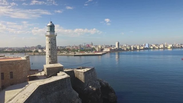 Sky View Morro Castle Caribbean Sea Havana City Cuba