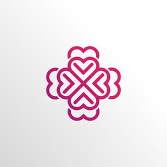 heart care logo icon with cross and clean background
