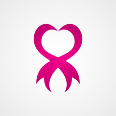 heart icon with ribbon and clean background