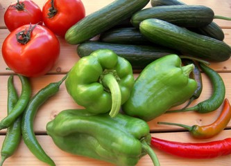 Vegetables on the rustic table.......