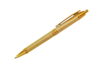 golden pen isolated on white background