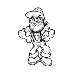 Muscular old man. cartoon character . Vector Illustration.