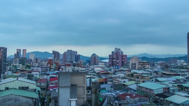 TAIPEI CITY, TAIWAN - APRIL 20, 2017- Taipower Neighbourhood Sunset Timelapse