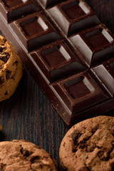 Concept with chocolate on black background VI / Italian food 