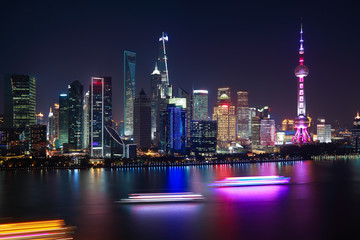 Obraz premium Aerial photography at Shanghai Skyline of night scene