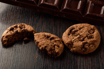 Concept with chocolate on black background III / Italian food 