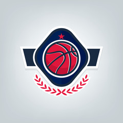 Basketball sport logo template design, vector illustration