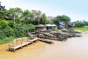 Boats at the side of lake