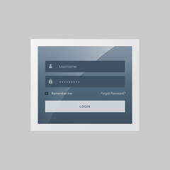 modern login form design in gray and blue theme