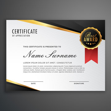 luxurious certificate design vector template