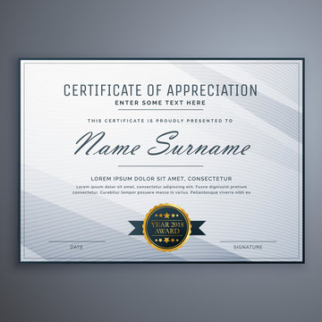 clean certificate of appreciation template design