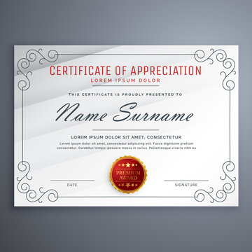 certificate design template with decorative border