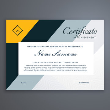 modern certificate design in yellow geometric shapes