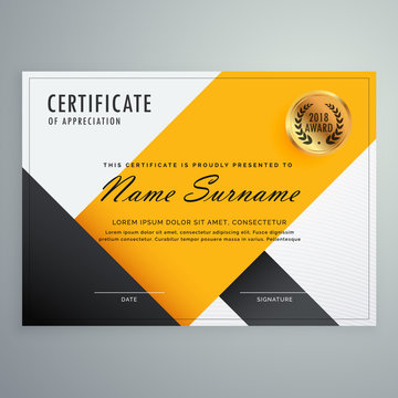 modern yellow and black certificate design template