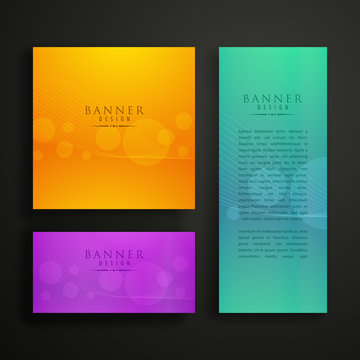 colorful banner design in three different sizes
