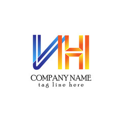 Initial Letter VH Linked Logo in Blue or Orange Color