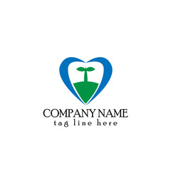 Love tree or forest design logo in green and blue color