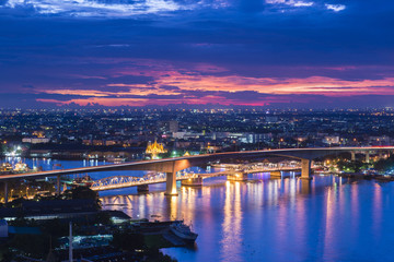 Fototapeta premium Bangkok skyscraper business and travel districts.