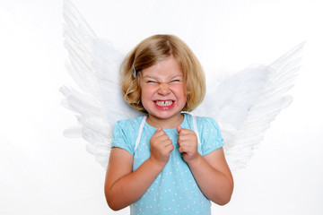 little blond girl with angel- wings