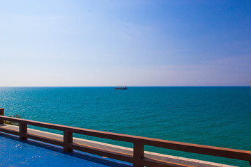 Fototapeta na wymiar terrace in front of sea at si chang island