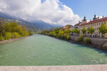 inns river with mountain background