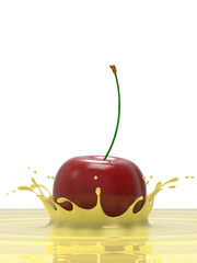 Wiśnia wpadająca do białej czekolady © CUKMEN