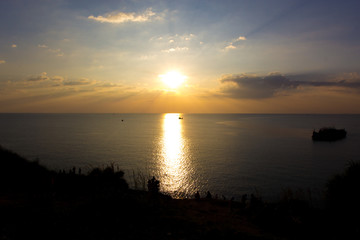Silhouette Sea Sunset in koh samet, rayong,thailand