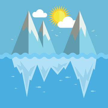 Iceberg flat graphic design. Infographic ice and snow theme.