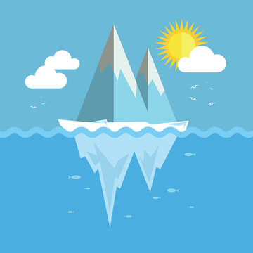 Iceberg flat graphic design. Infographic ice and snow theme.