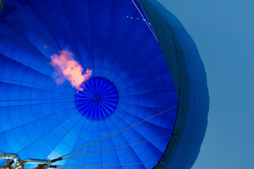 inside of a blue hot- air balloon