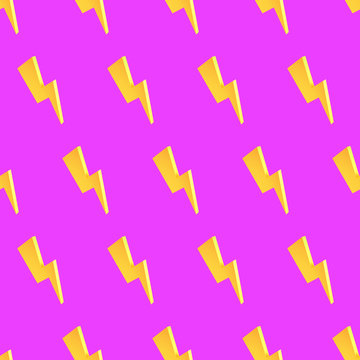 Seamless lightning bolt pattern against pink background. 3d render picture.