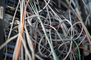 wires and cables in a server room