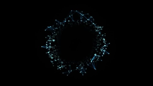 Flying through digital plexus nodes and connection paths within any type of network or system of networks. This animation can be used for visuals, vj, light presentations or as motion background.