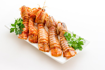 Mantis shrimps tomatoes