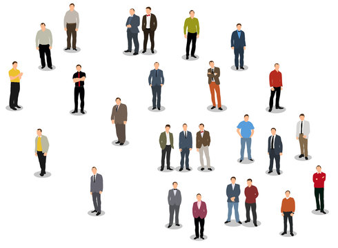 collection of men's business flat style, isometric people