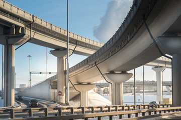 highway junction at the middle of the day. Moscow