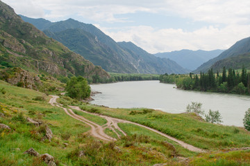 Fototapeta na wymiar Landscape on the Katun River. Altai Mountains