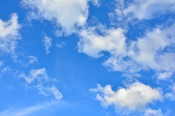 ฺBeautiful white clouds on  blue sky background with sunny.