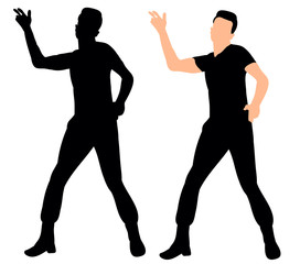 Silhouette of guy dancer dancing