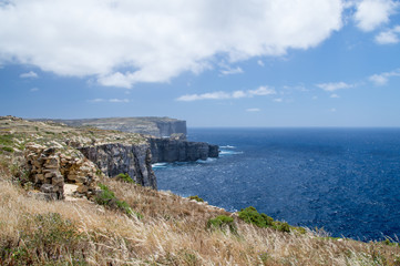 Sunny landscape of north part of Gozo Island at Malta.