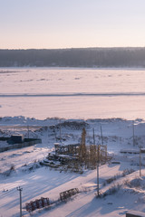 Construction at a polar short winter day