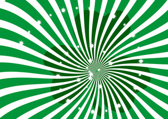 Green and White Sunburst vector background. Swirl strips with sparkling stars clipart, wallpaper, banner and backdrop. Saint Patrick's Day Green Clover Clip art.