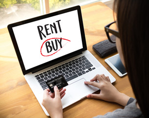 Buy not rent  concept. Choosing buying over renting