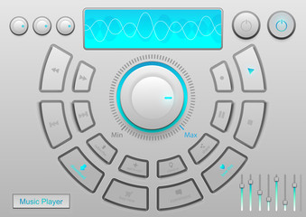 blue light music player icon vector