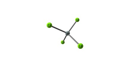 Silicon tetrachloride molecular structure isolated on white