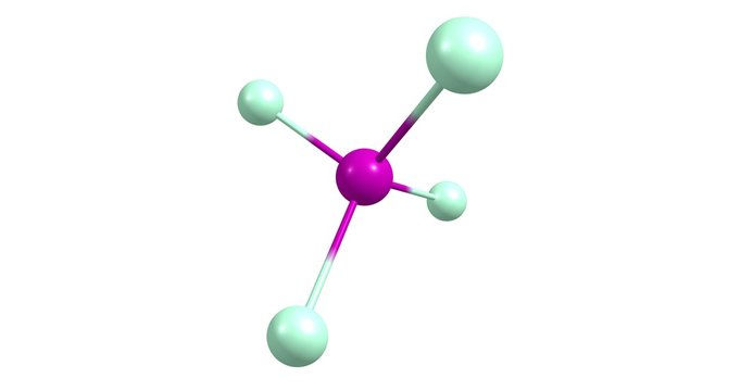 Silicon tetrachloride molecular structure isolated on white